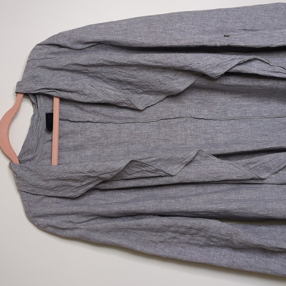 Blu No. 9 Linen Waterfall Cardigan Size XL Grey Pocketed Lagenlook - Picture 2 of 14